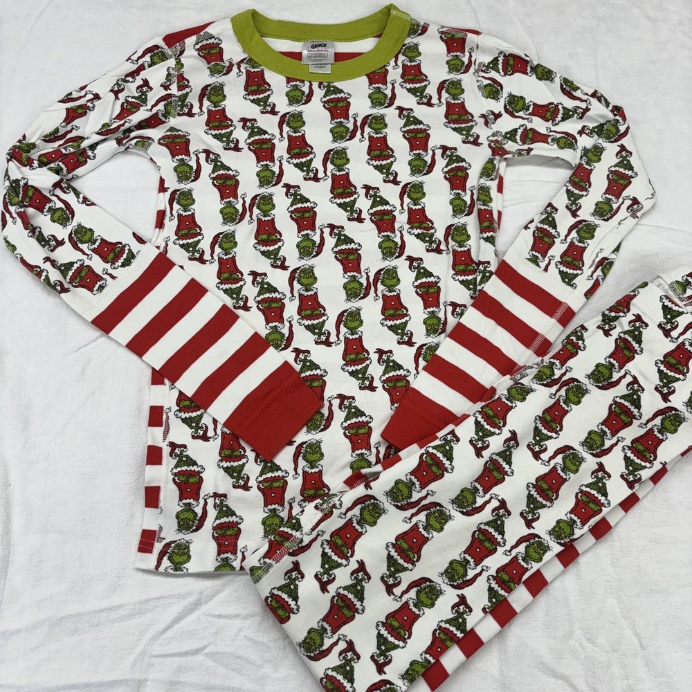 Hanna Anderson Kids Dr. Seuss Grinch Pajama Set Size 14 Organic